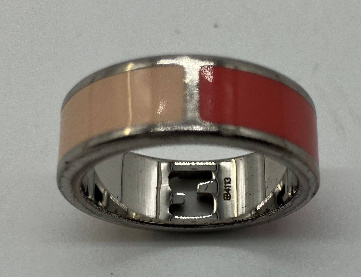 FENDI Ring Size S (JP 11)(US 6)(EU 51) Silver & Red