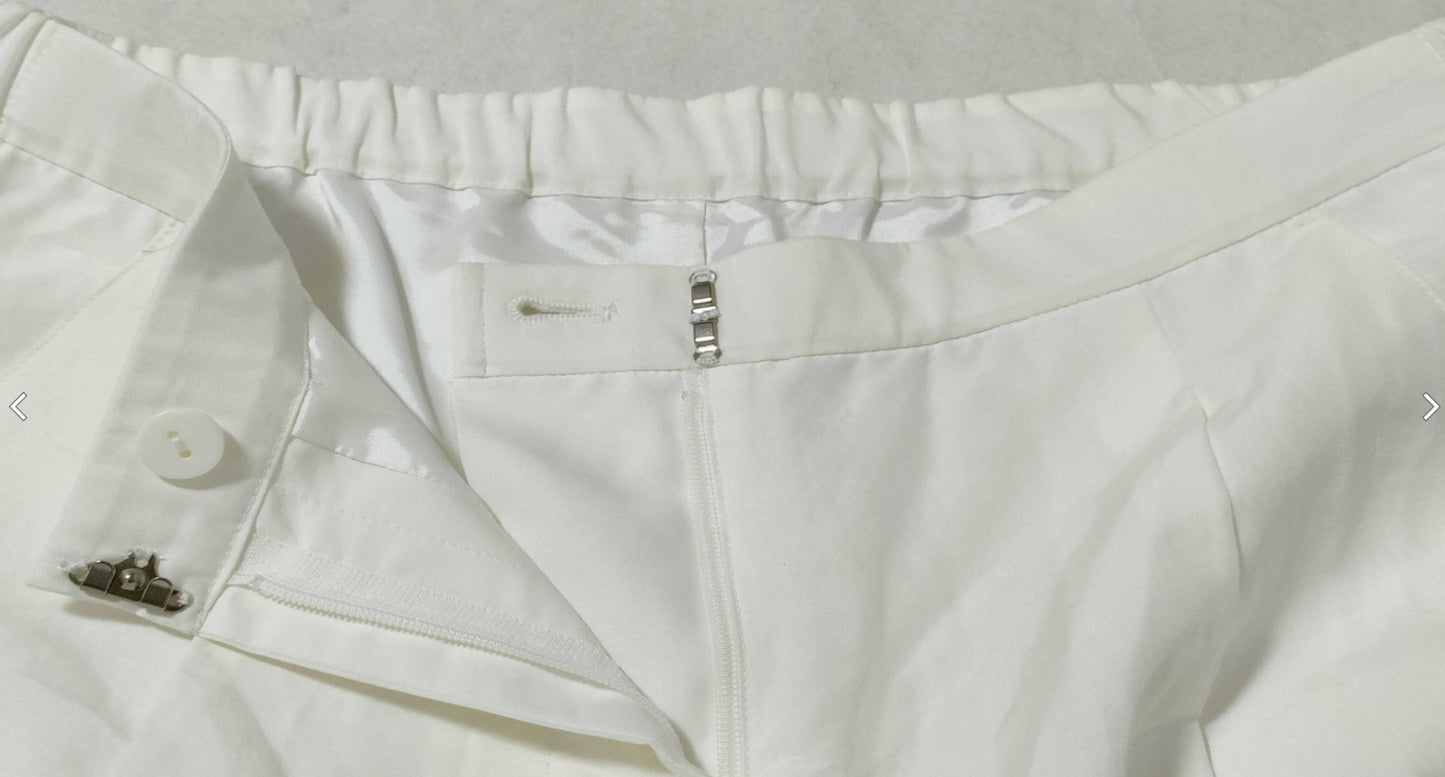 GRACE CONTINENTAL White Pants Size 36 Cotton Silk Embroidered Wide Leg