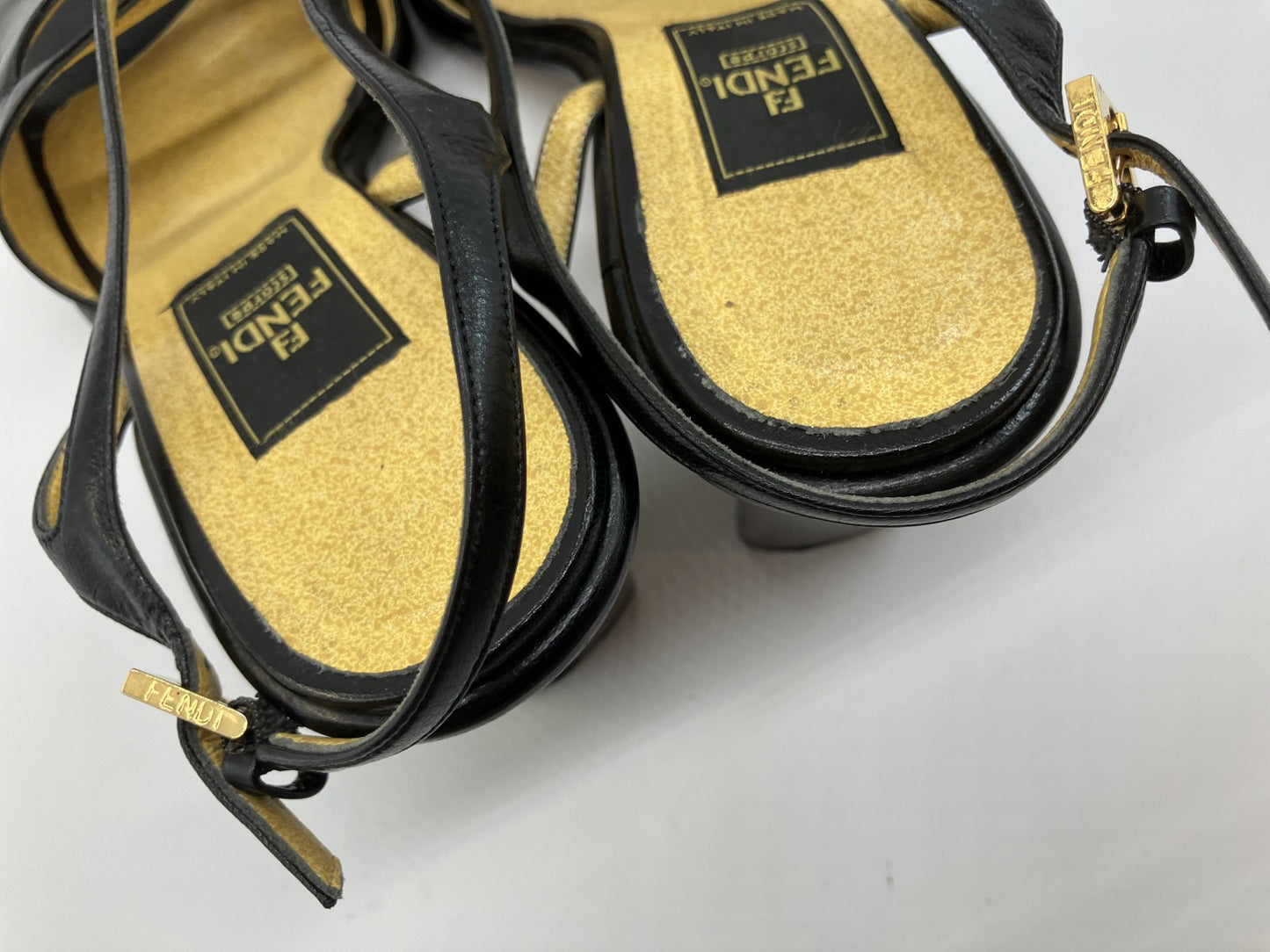 FENDI Sandals 36.5(US 6.25)(23.1cm)(9.09 inch) Heel approx. 8cm Black & Yellow with box
