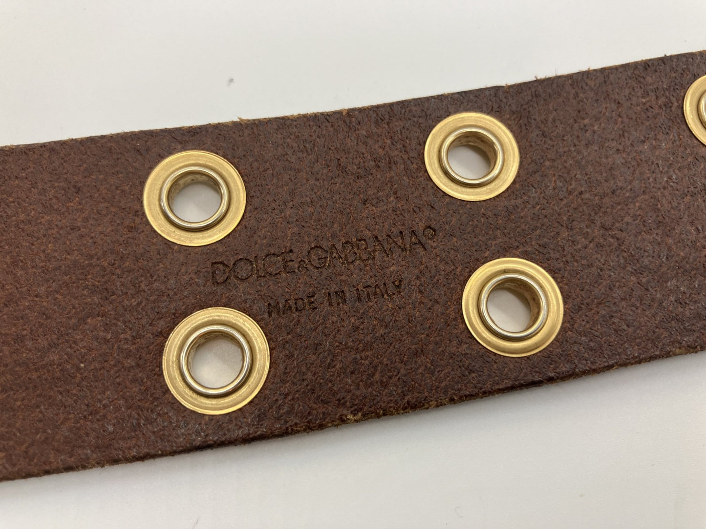 DOLCE&GABBANA DG Logo Belt Length 114cm Gold & Brown