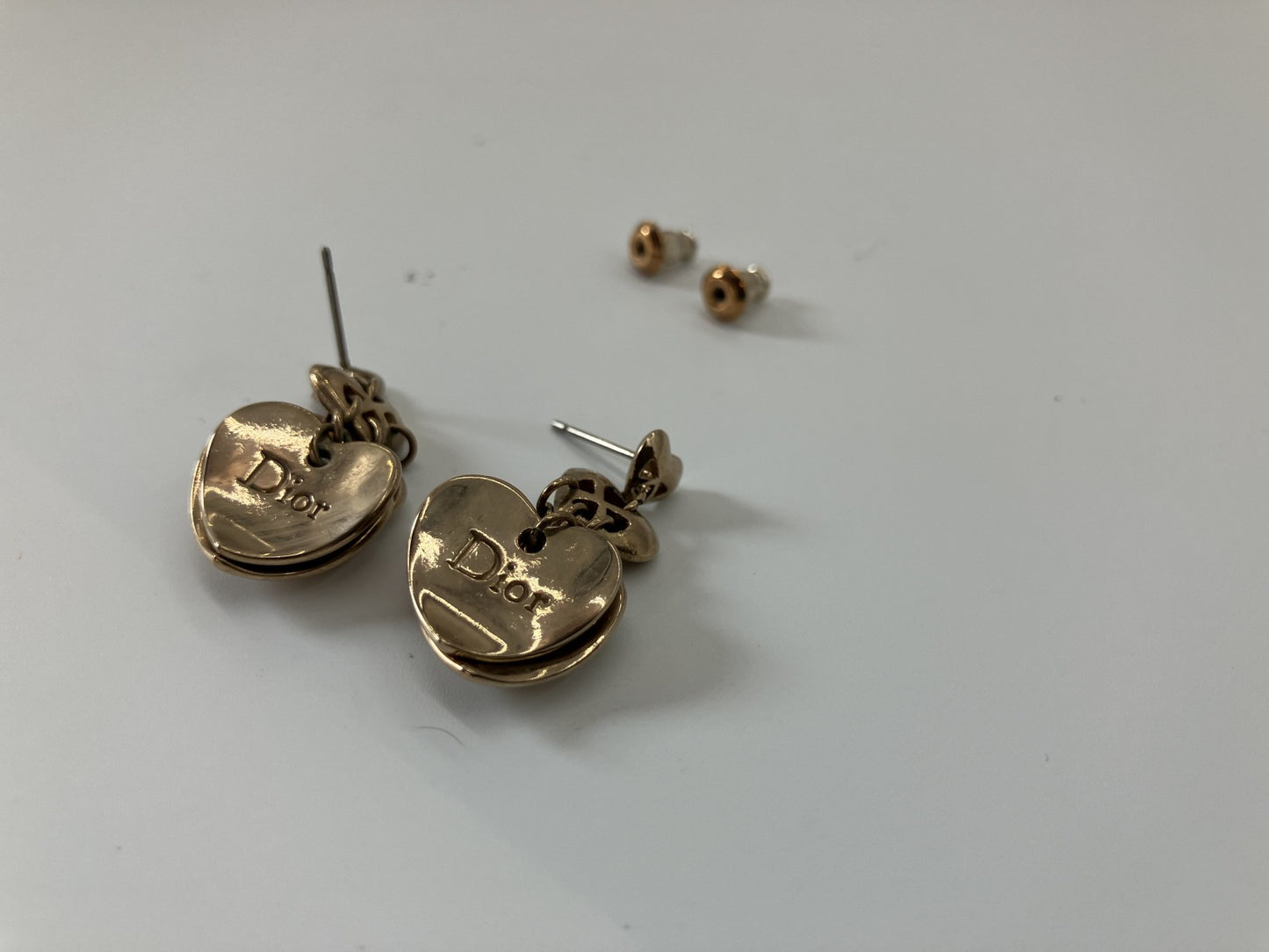 Christian Dior Heart Pierced Earrings Gold