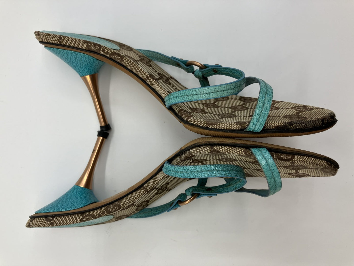 Gucci GG Canvas Sandals 36 (US 6)(9 นิ้ว)(22.9 ซม.) ส้นสูง 9 ซม. จัดส่งฟรี