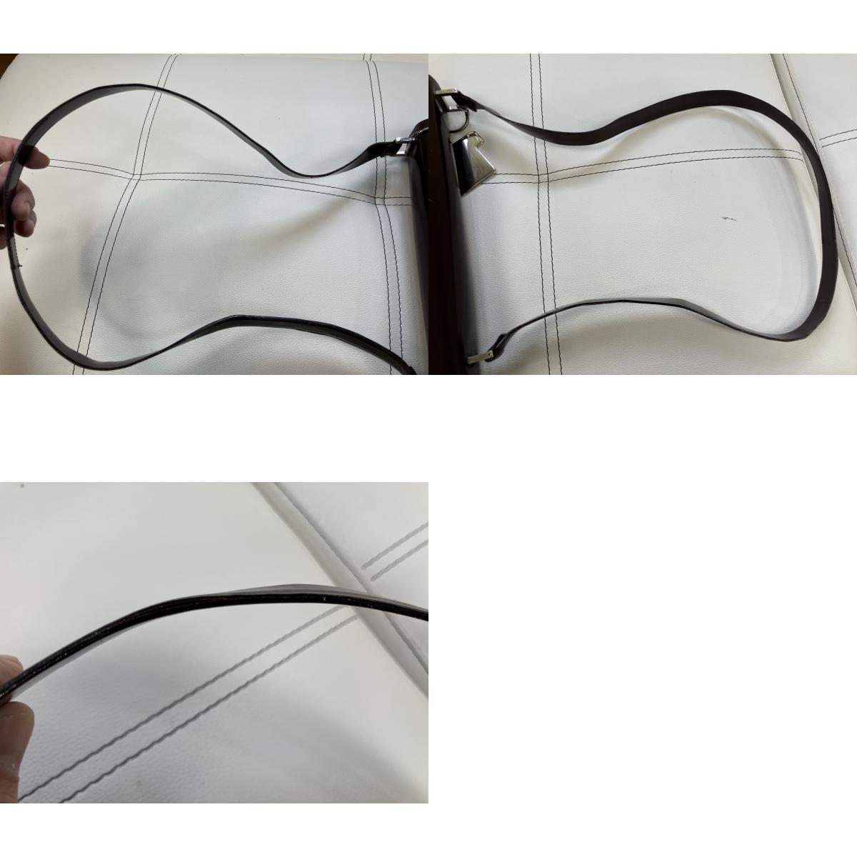 GUCCI Vintage Brown Patent Leather Shoulder Bag 001.3444.1746 Italy