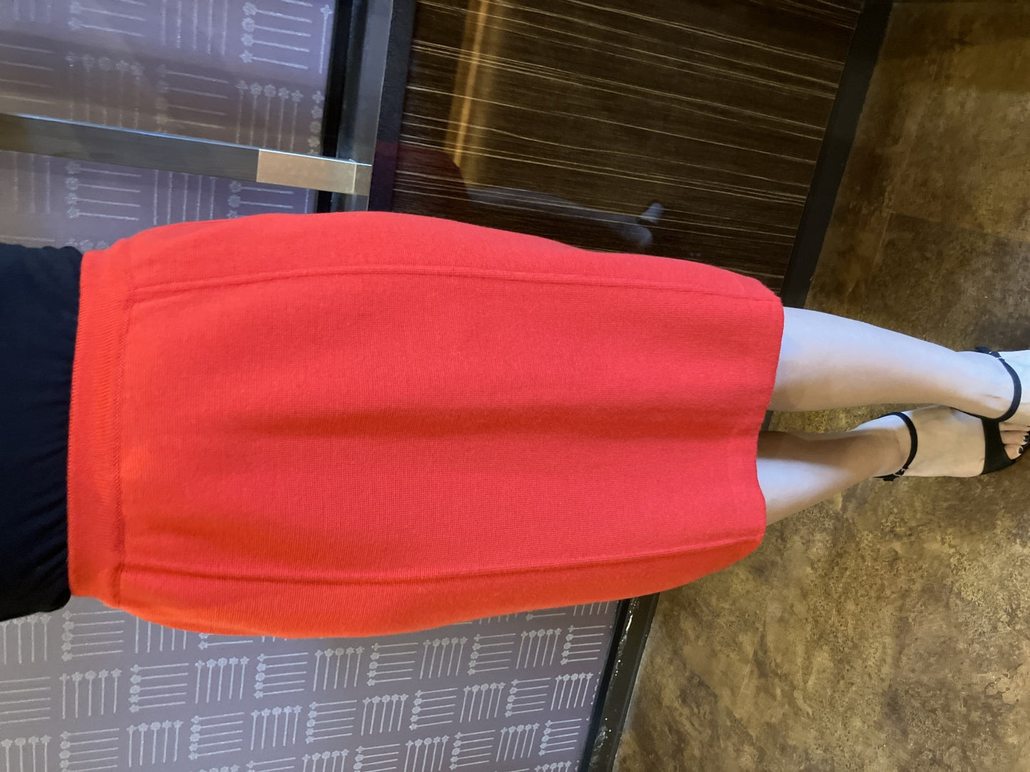 CHANEL Red Knit Skirt Elastic Waist Made in Italy Vintage Women’s