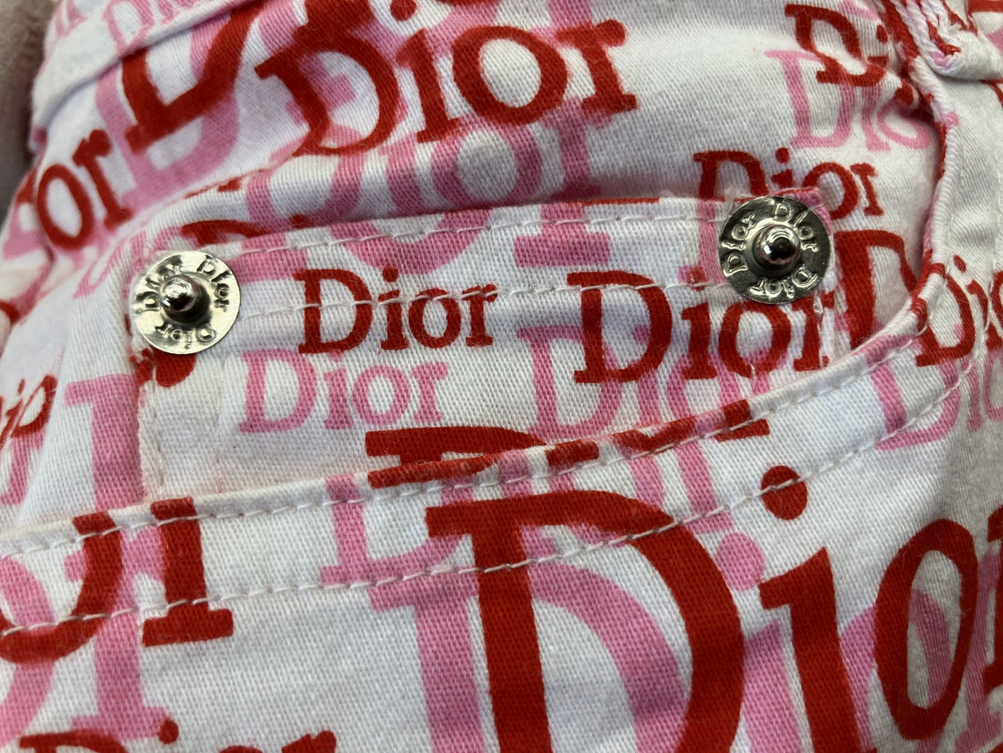 Christian Dior Logo Pants Red White Monogram Vintage France Size 40