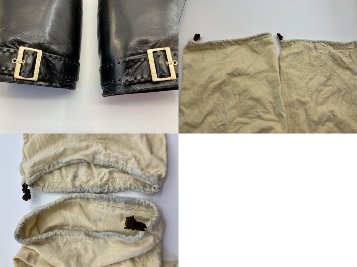 LOUIS VUITTON leather long boots black (EU 35.5)(US 5.5)(22.5 cm)(8.86 inch) heel 8.5 cm with box and bag