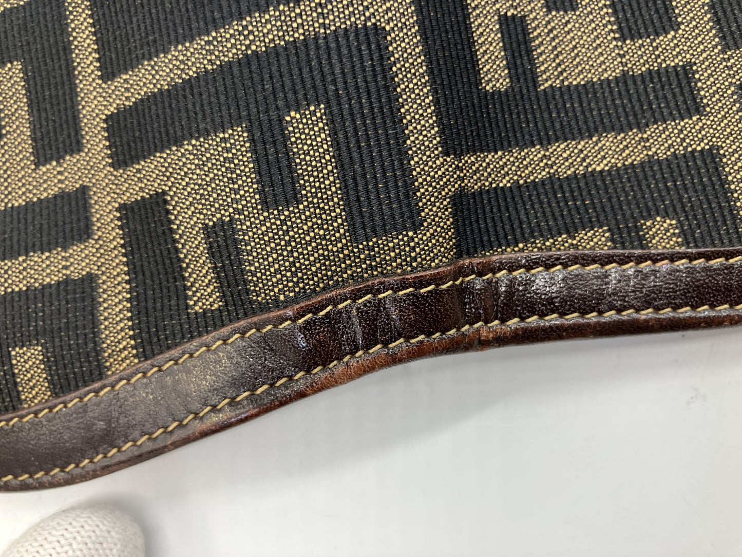 Fendi Zucca Bifold Wallet Brown Canvas Leather FF Logo Vintage Italy Authentic