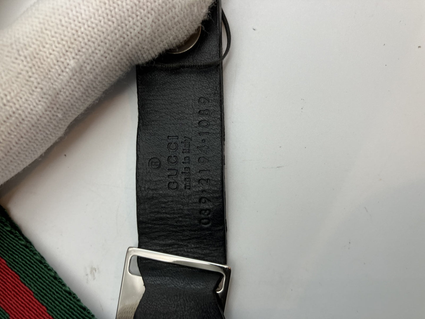 GUCCI Neck Strap Shellie, 60cm long, green & red,