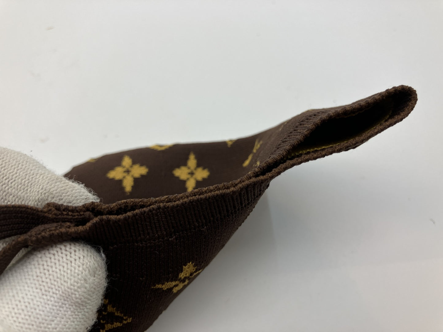 LOUIS VUITTON Monogram Knit Face Mask “Masque Maille” M76747 Brown/Yellow Japan Authentic