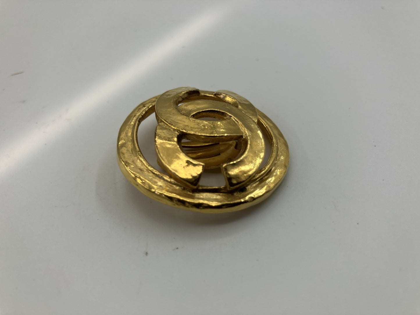 CHANEL Coco Mark Clip-On Earring 94P Vintage Gold Tone Single Piece 3.5cm Authentic