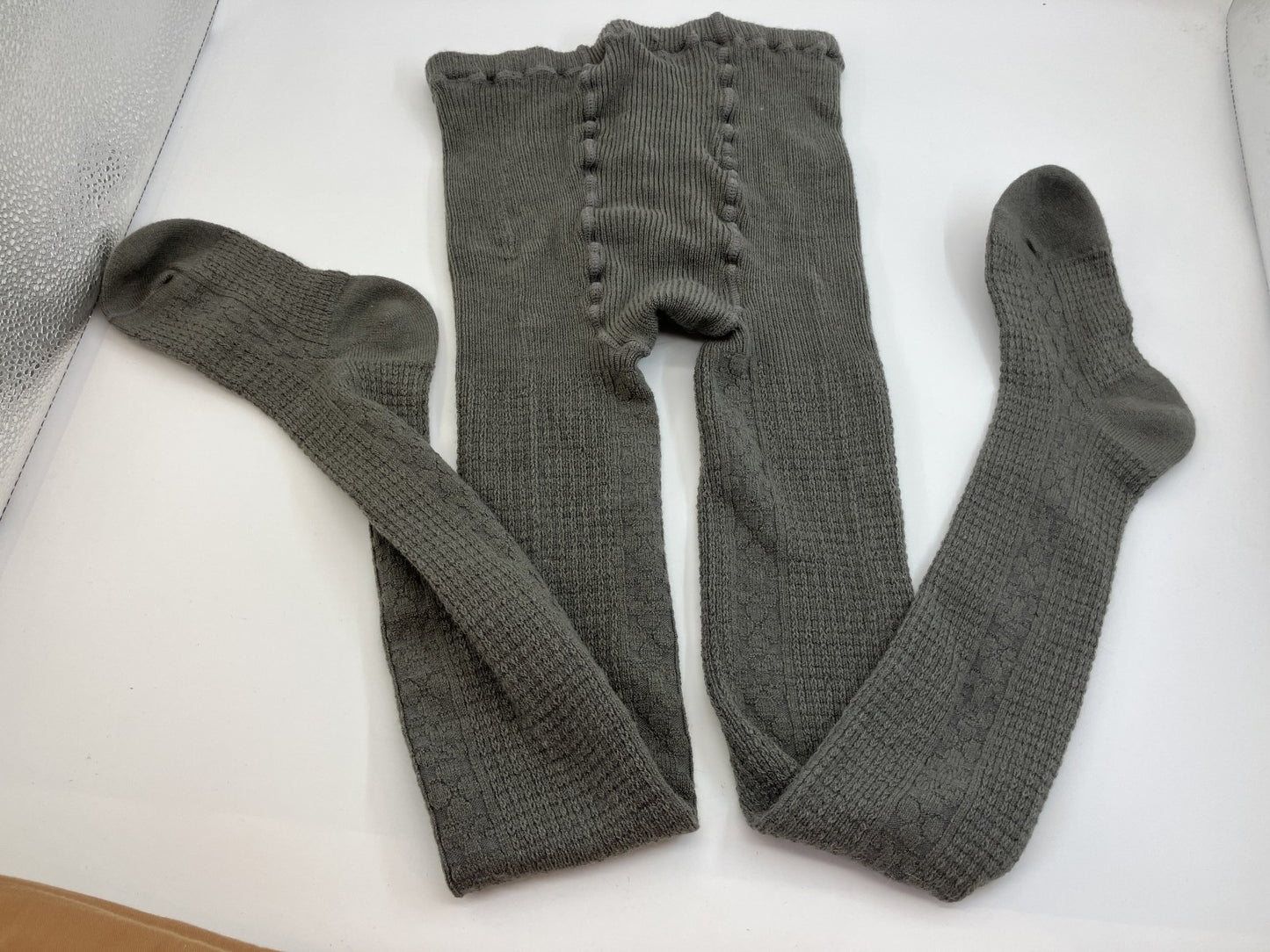 CELINE Knit Tights Leggings Gray M-L D-TK1200 Model Worn Japan Auction Authentic