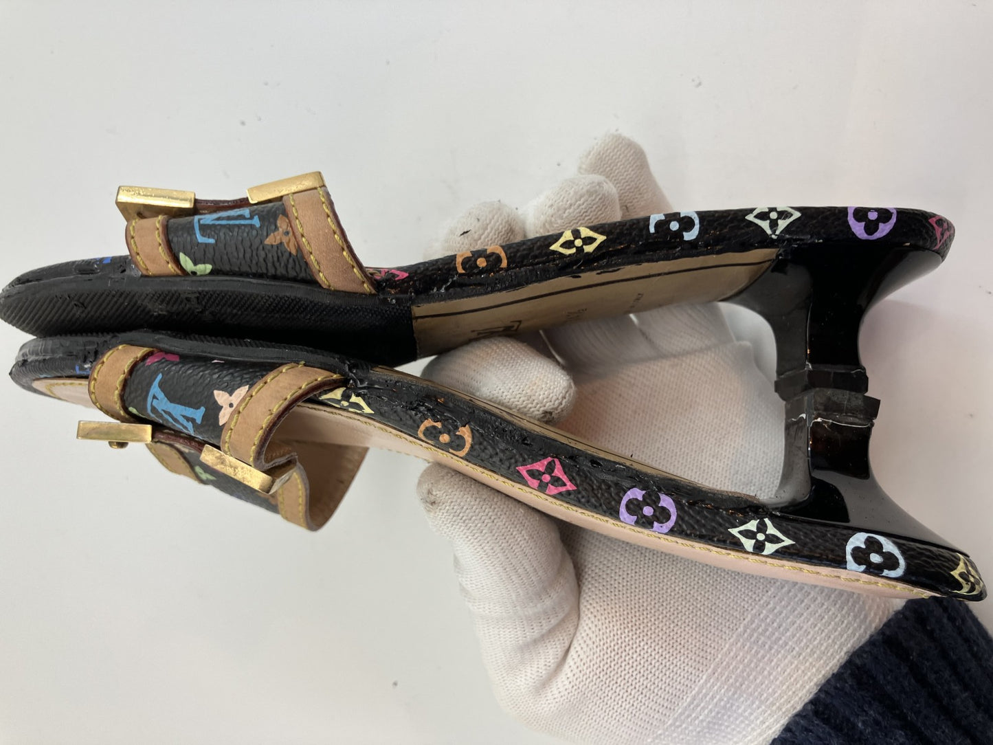 LOUIS VUITTON Monogram 244061332 Multicolor (EU 34.5)(US 5)(JP 22.1cm)(8.70 inch) Noir Mules縲