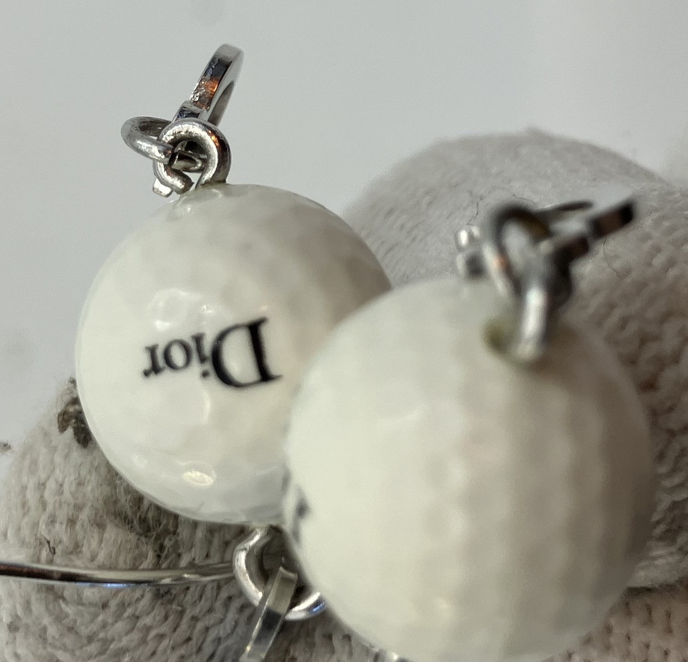 Christian Dior Earrings White & Silver