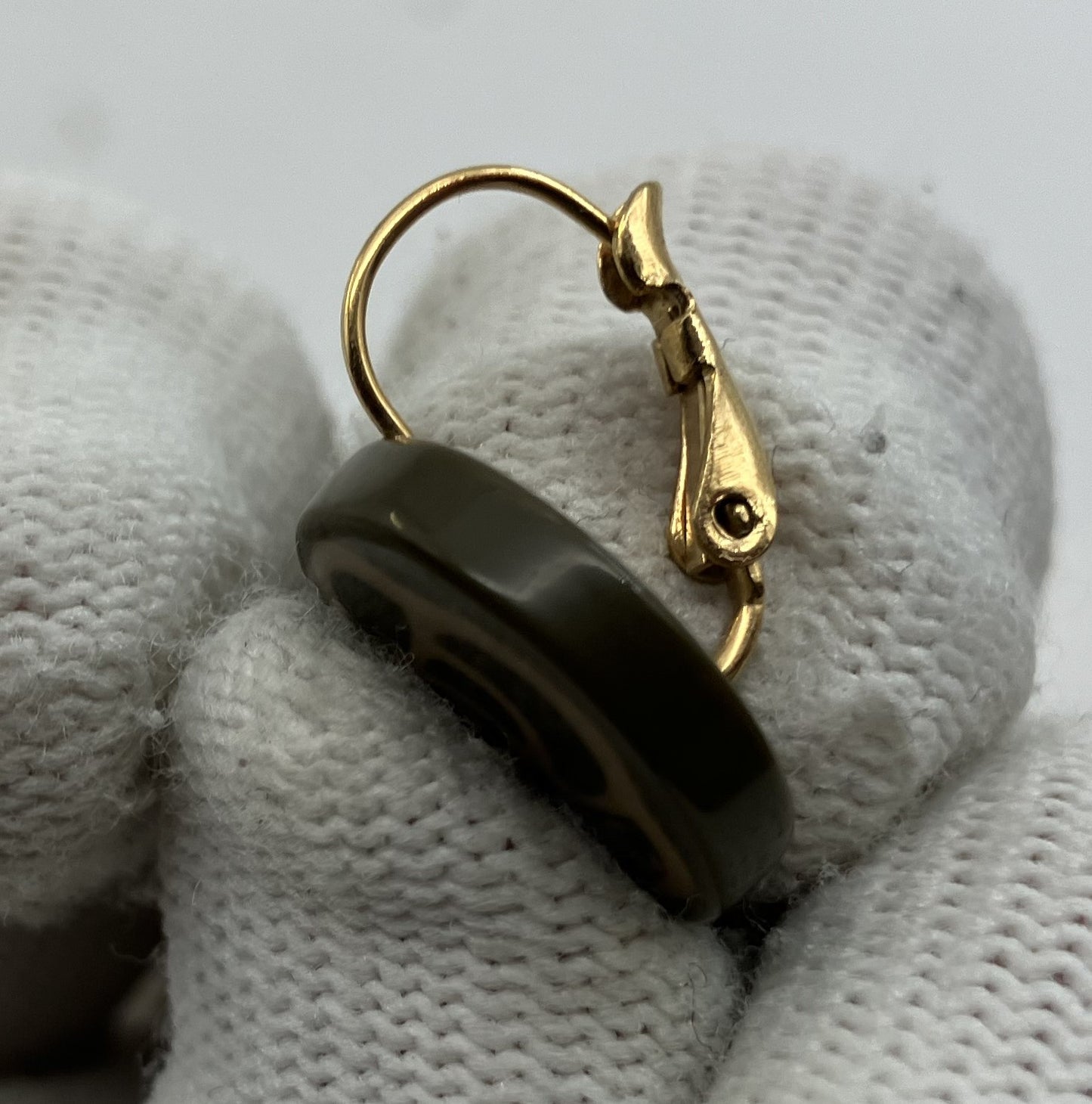 CHANEL Coco Mark Camellia Pierced Earrings 03/P Plastic x GP Khaki x Gold One side only