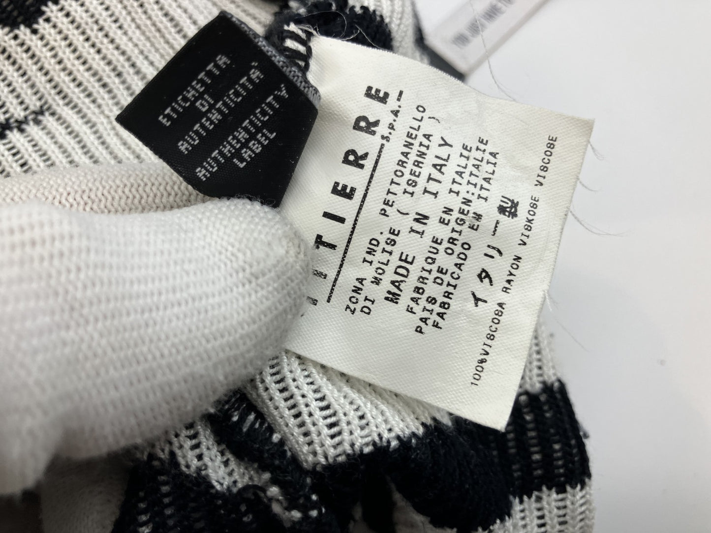 VERSUS Versace Tops Size 38 Zebra Pattern Short Sleeve Cut and Sewn Black and White Cropped Made in Italy Women's