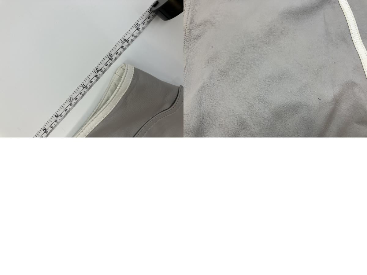 Courrティges sheepskin leather set-up jacket and skirt, grey, size 38, made in Japan,