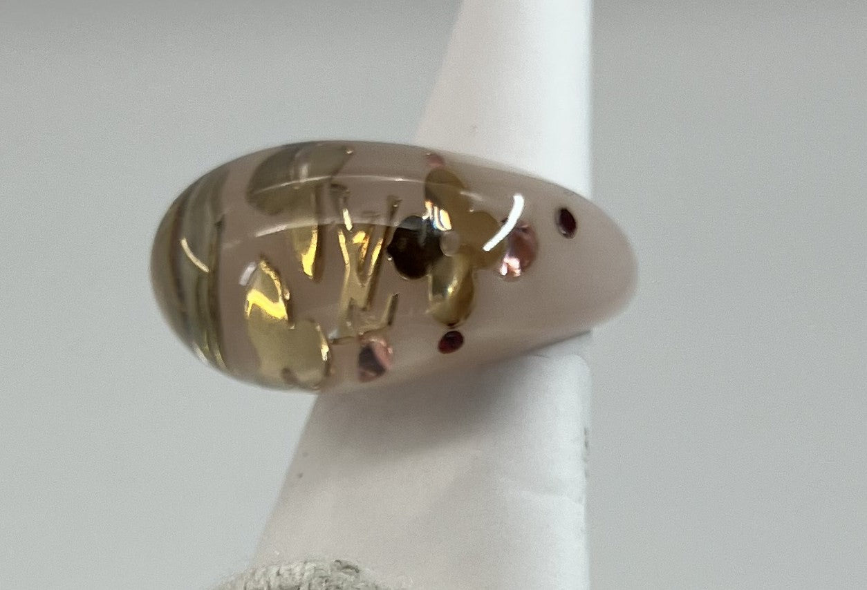 LOUIS VUITTON Burgundy Circle John (JP 16)(EU 56)(US 8) White x Clear Ring