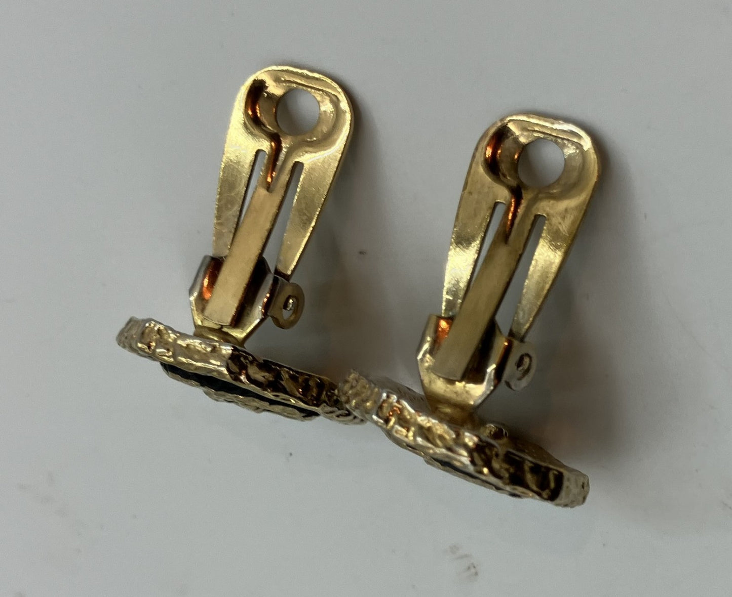 CHANEL Vintage Coco Lava Clip-On Earrings Gold & Black 1.9x1.9cm | Ships from Japan