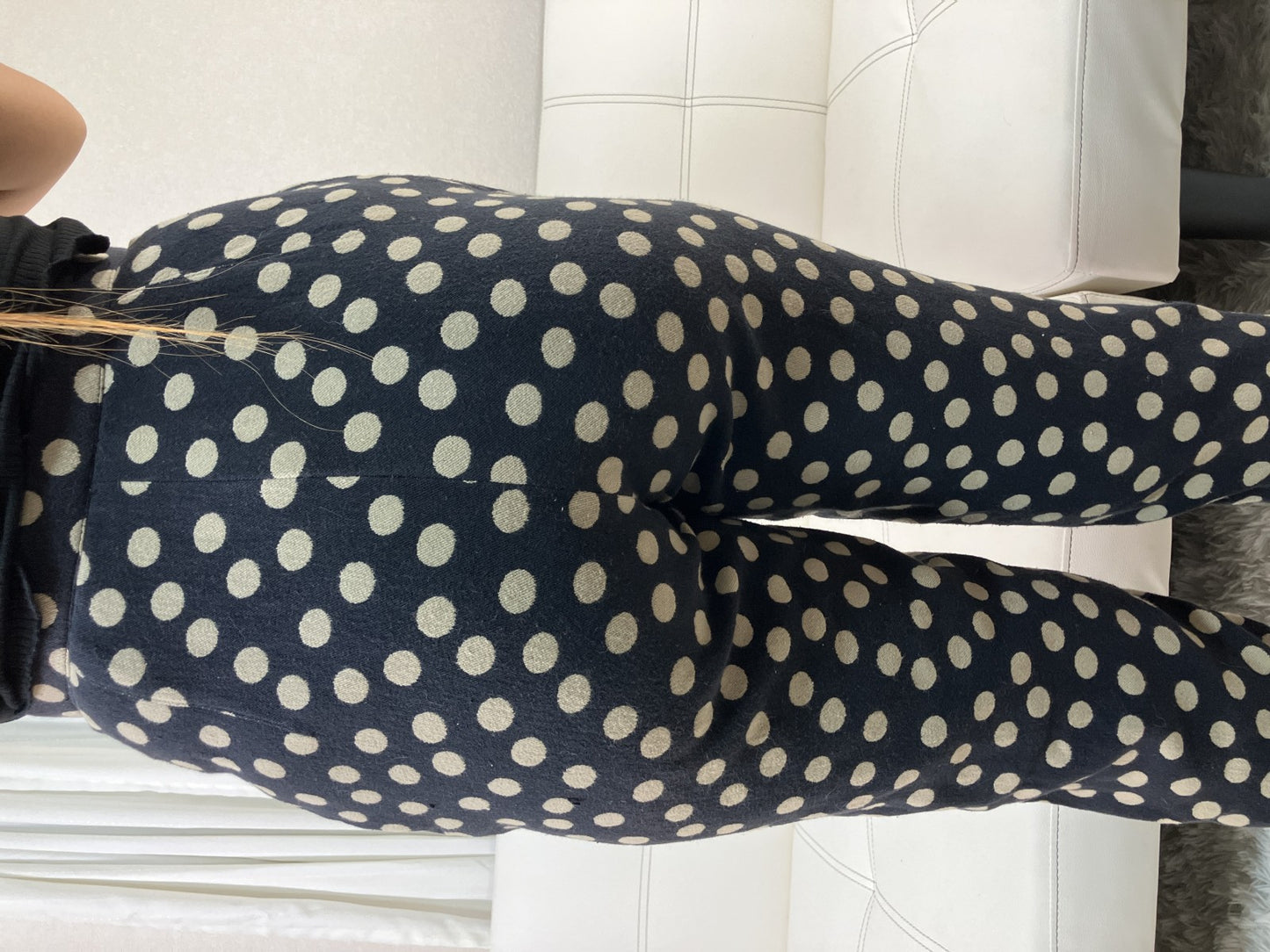 ISSEY MIYAKE 1986 Polka Dot Stretch Pants Size 9 Black Beige Japan VTG