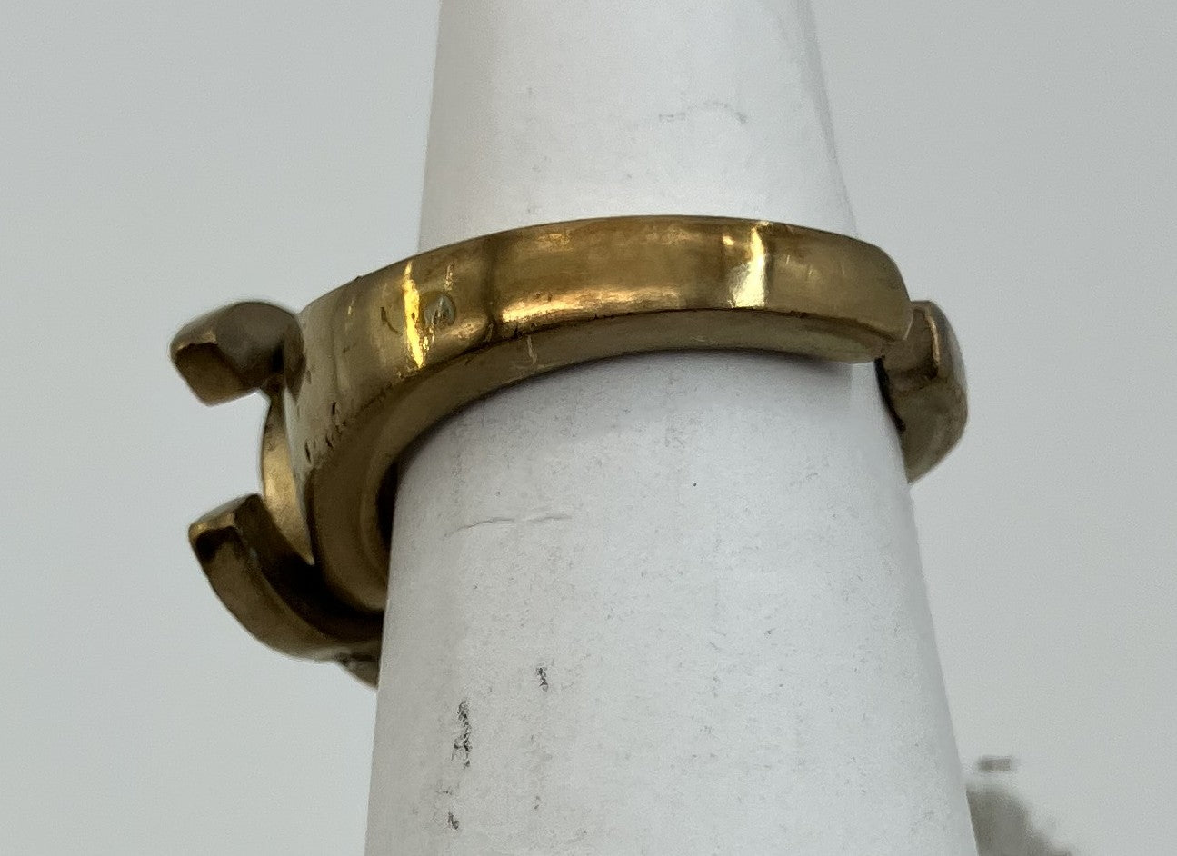 "CHANEL Chanel 01C Coco Ring Inner Diameter 15.1mm (JP 7) (EU 47) (US 4) Rhinestone Gold