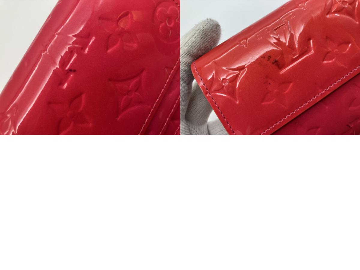 Louis Vuitton Vernis Sarah Wallet Red Bifold Long Purse w/Box & Dust Bag 19cm