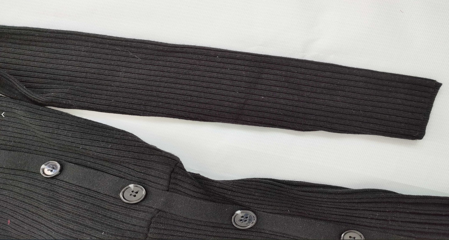 MERCURYDUO Ribbed Knit Dress Black Free Size Long Sleeve Women