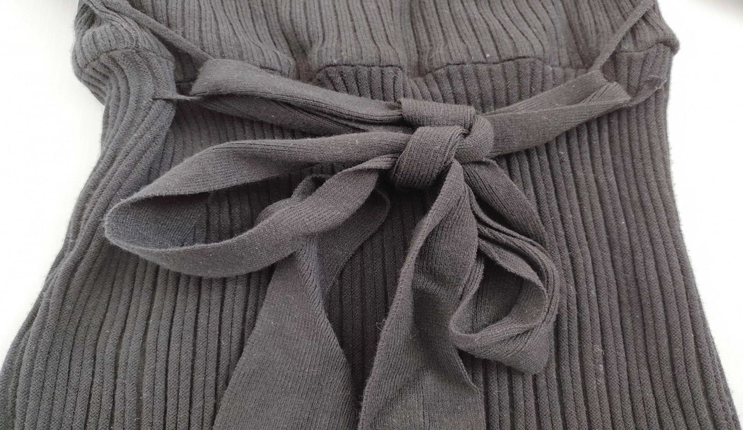 MERCURYDUO Ribbed Knit Dress Black Free Size Long Sleeve Women