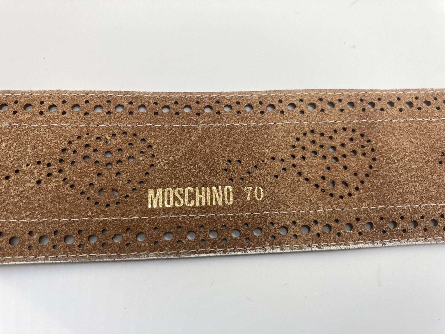 ＭＯＳＣＨＩＮＯ　モスキーノ　白　ベルト　７０　幅６ｃｍ　全長８３ｃｍ　　送料無料