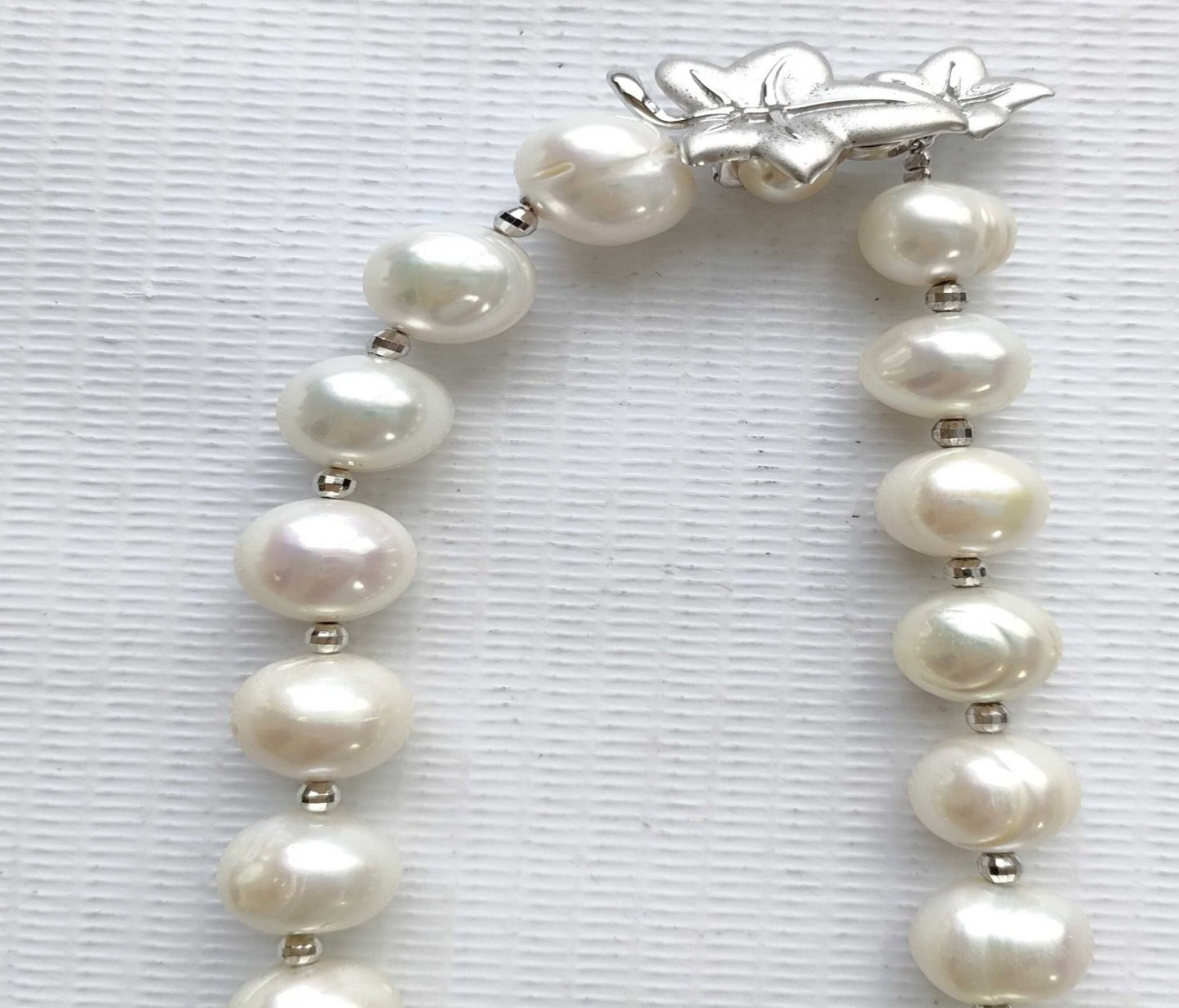 Cultured Pearl Necklace Bracelet 10–11mm Silver 925 Clasp 95.9g With Box