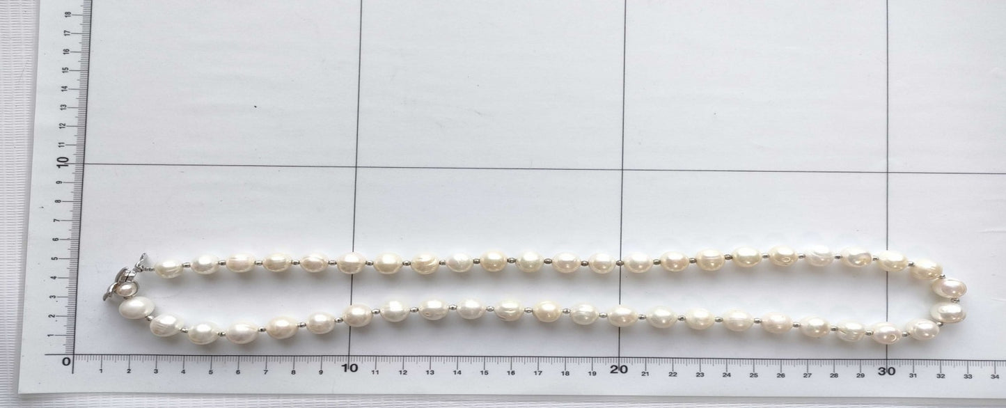 Cultured Pearl Necklace Bracelet 10–11mm Silver 925 Clasp 95.9g With Box