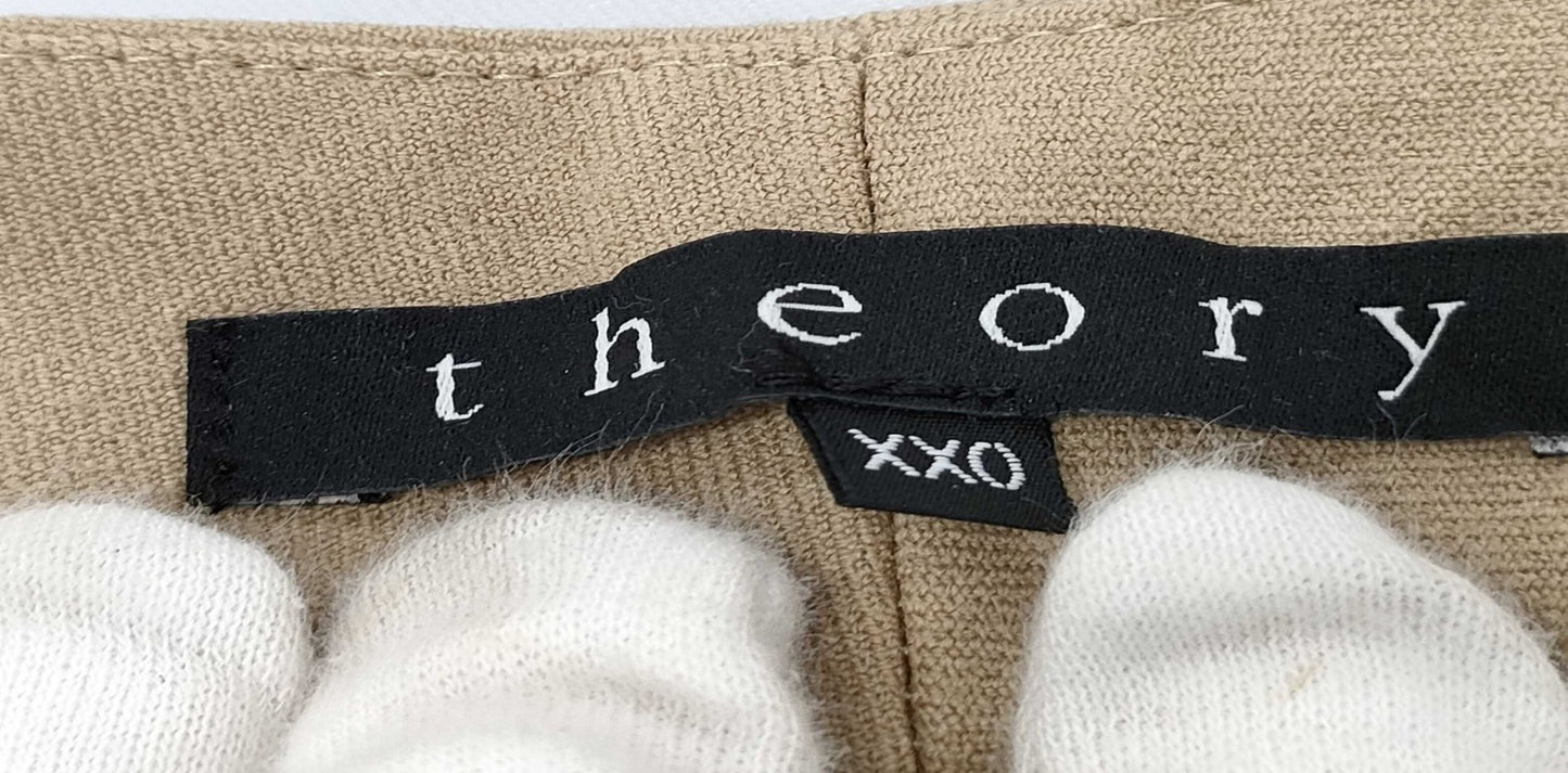 theory Women’s Pants Beige XX0 Stretch Wool Slim Fit