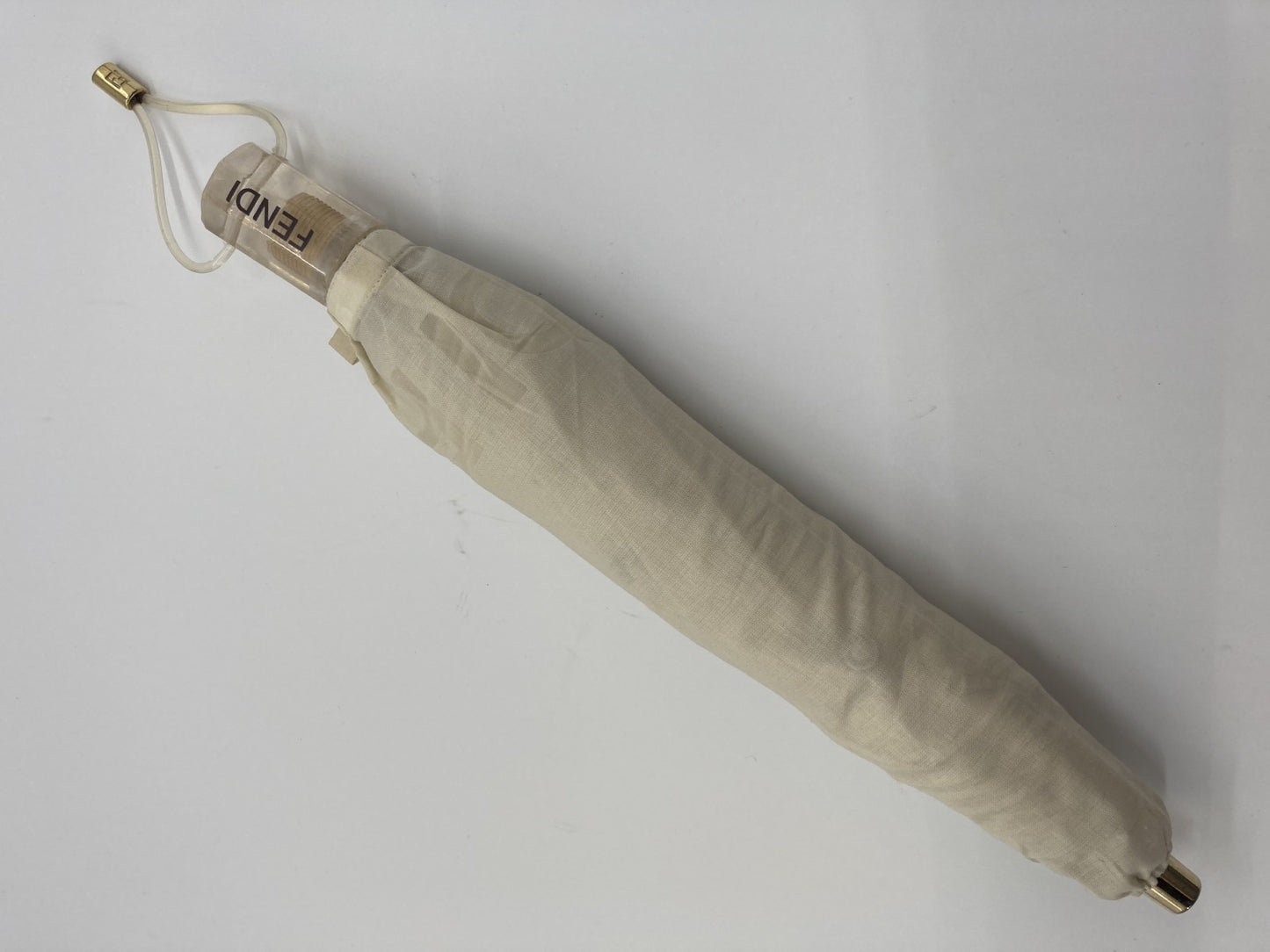 FENDI ZUCCA Folding Umbrella White Ribs 50cm Free Shipping 