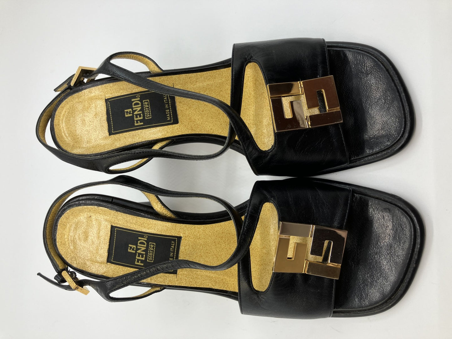 FENDI Sandals 36.5 (US 6.25) (23.1 cm) (9.09 inch) Heel approx. 8 cm Black &amp; Yellow Box included Free shipping 