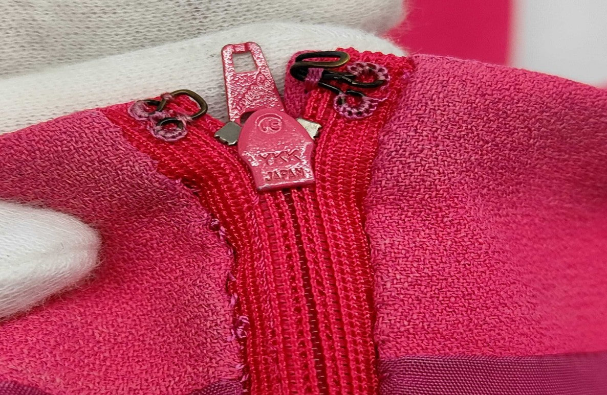 Christian Dior Vintage Pink Silk Blend Dress Women's Size 6 Heart Neck Midi