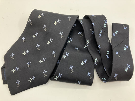 CHANEL necktie, width approx. 9.5 cm, black,