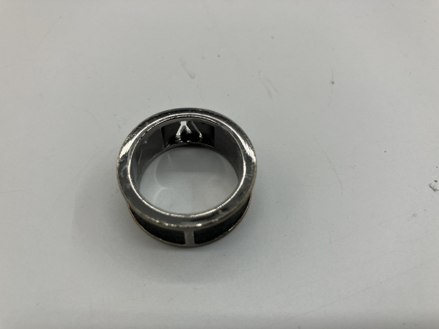 LOUIS VUITTON Burg Monogram 19 (US 9.5)(59) Ring Silver and Black