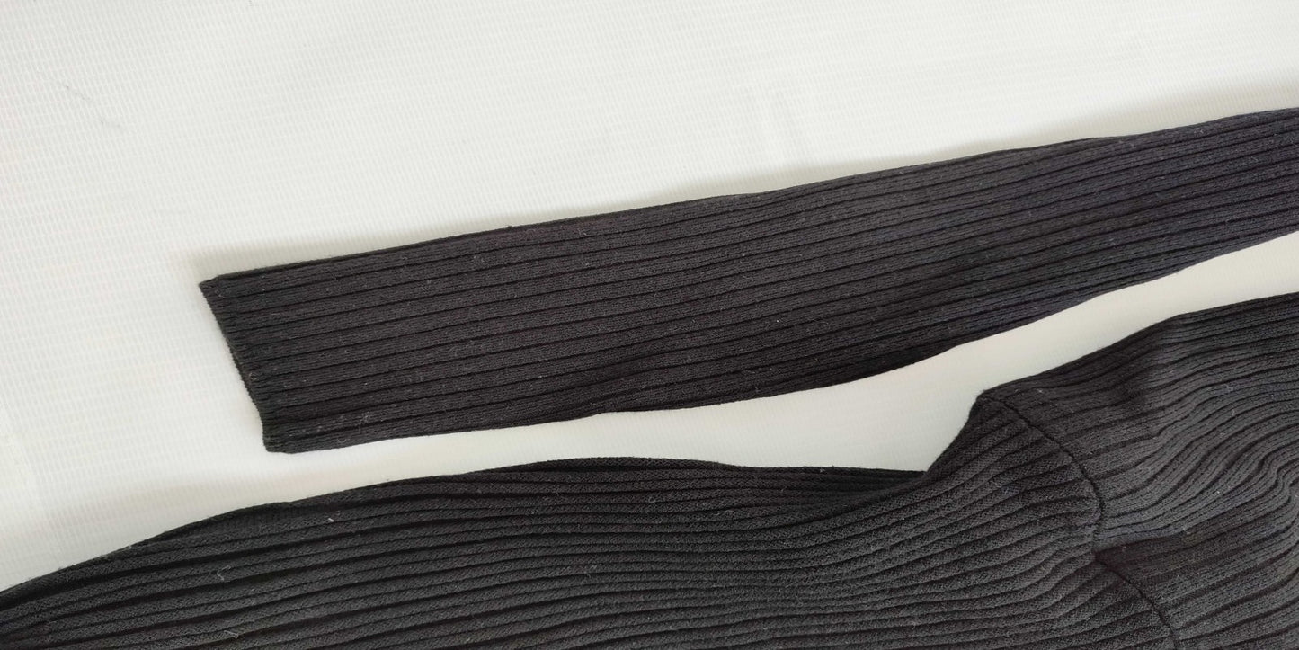 MERCURYDUO Ribbed Knit Dress Black Free Size Long Sleeve Women