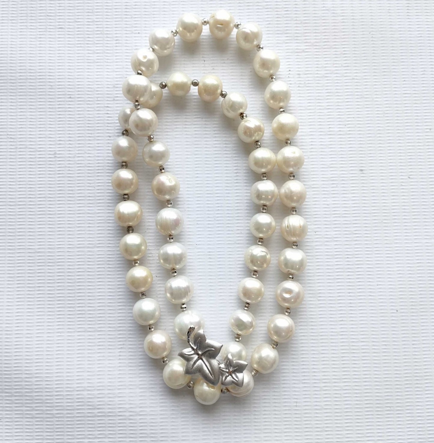 Cultured Pearl Necklace Bracelet 10–11mm Silver 925 Clasp 95.9g With Box