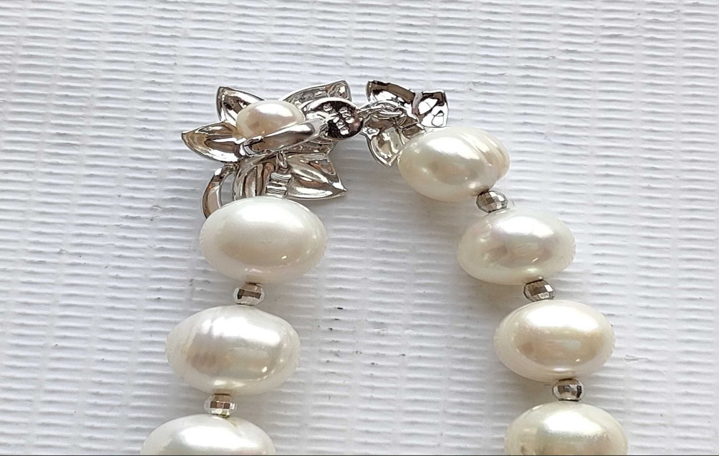 Cultured Pearl Necklace Bracelet 10–11mm Silver 925 Clasp 95.9g With Box