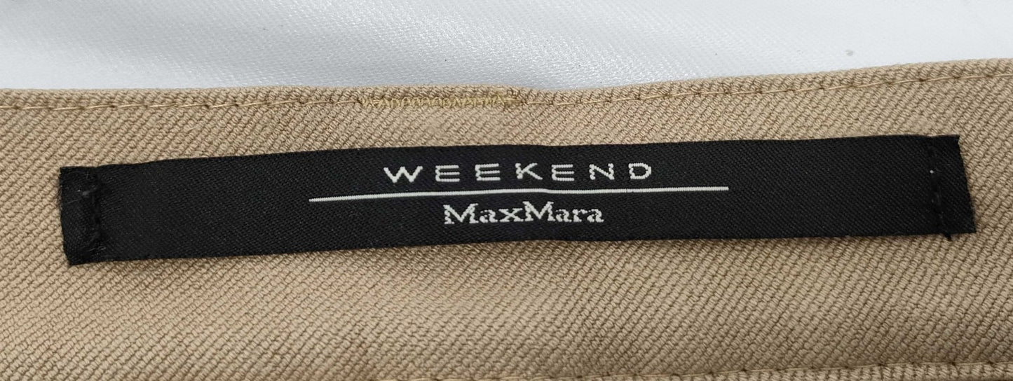 Max Mara Weekend Pants Trousers Greige Beige Stretch Size 36 Zip Fly
