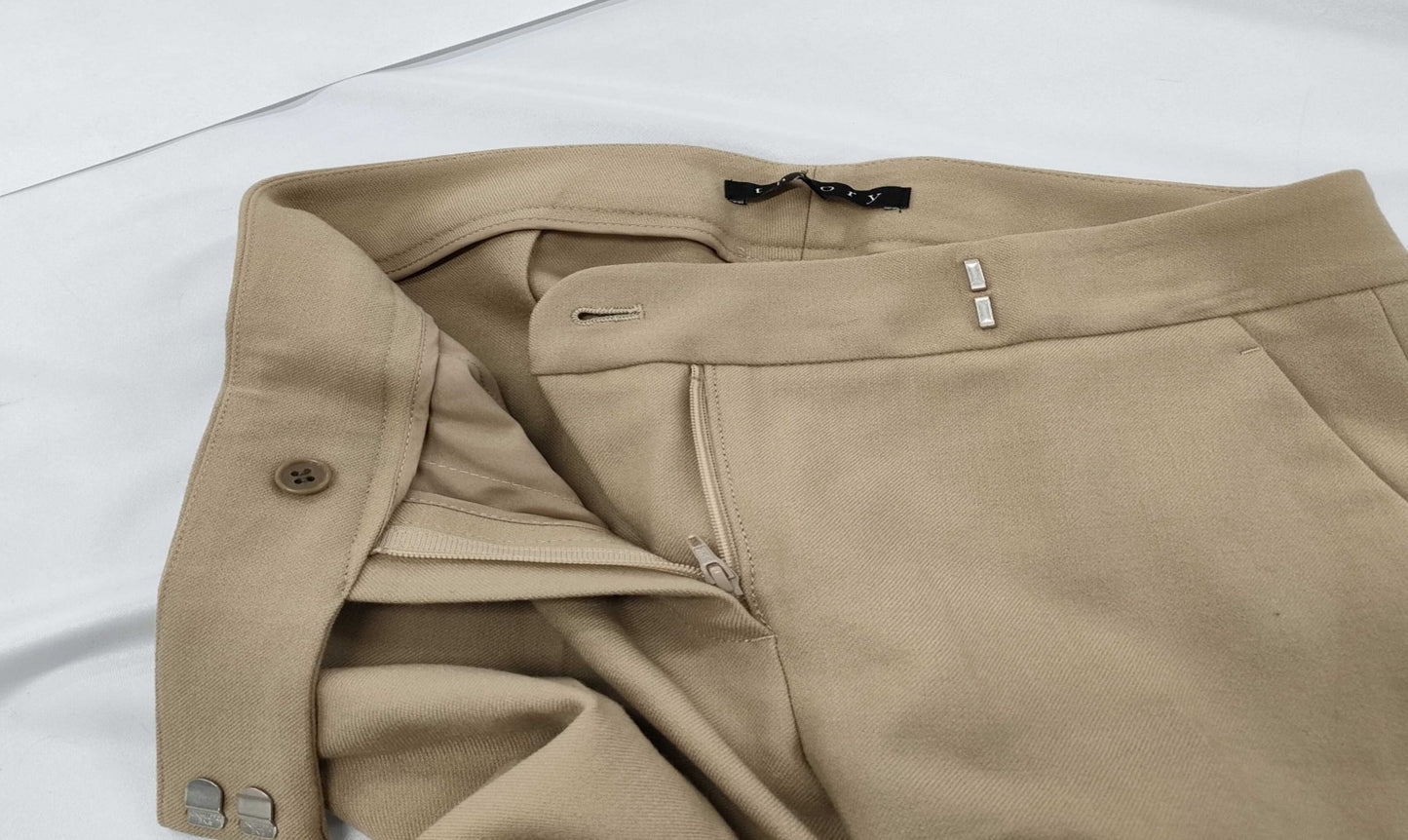 theory Women’s Pants Beige XX0 Stretch Wool Slim Fit