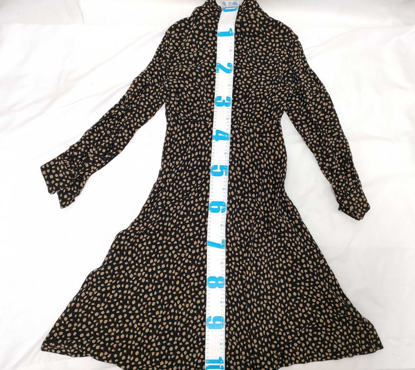 Chloé Black Patterned Dress Bow Tie Long Sleeve Women’s Size 42