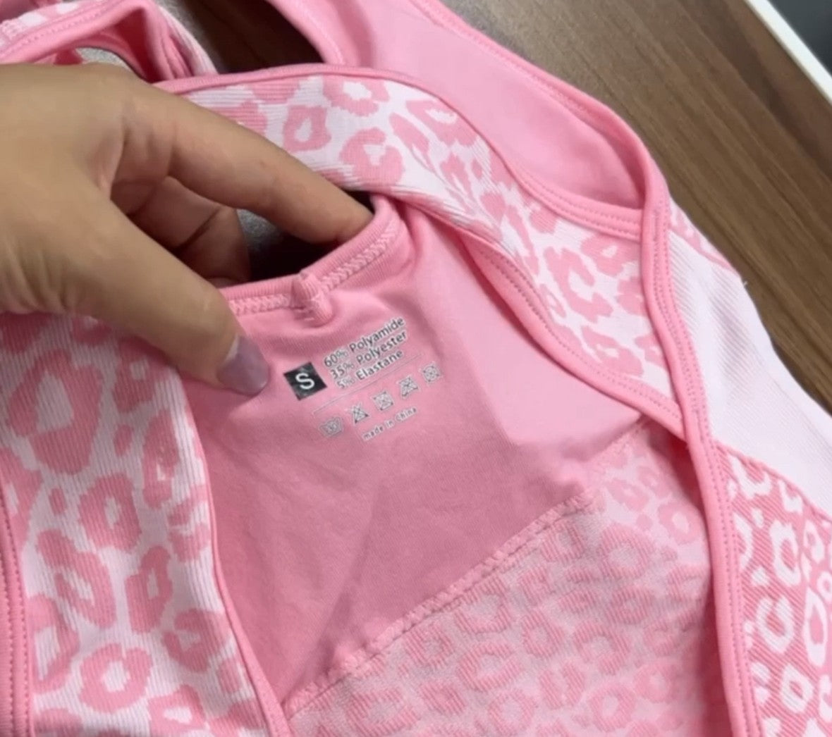 Pink Leopard Jumpsuit Catsuit Halter Cross Back Open Back Flare Leg Pads S