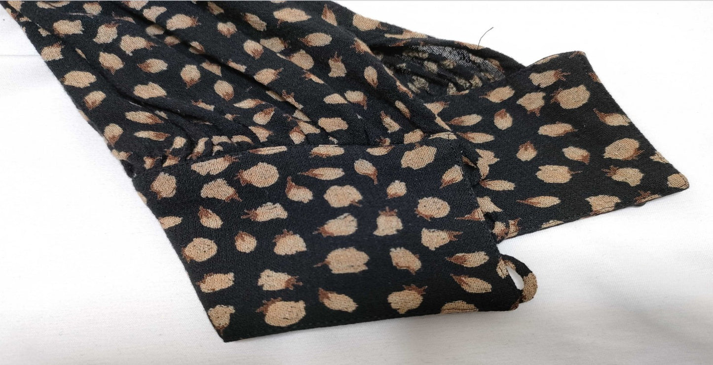 Chloé Black Patterned Dress Bow Tie Long Sleeve Women’s Size 42