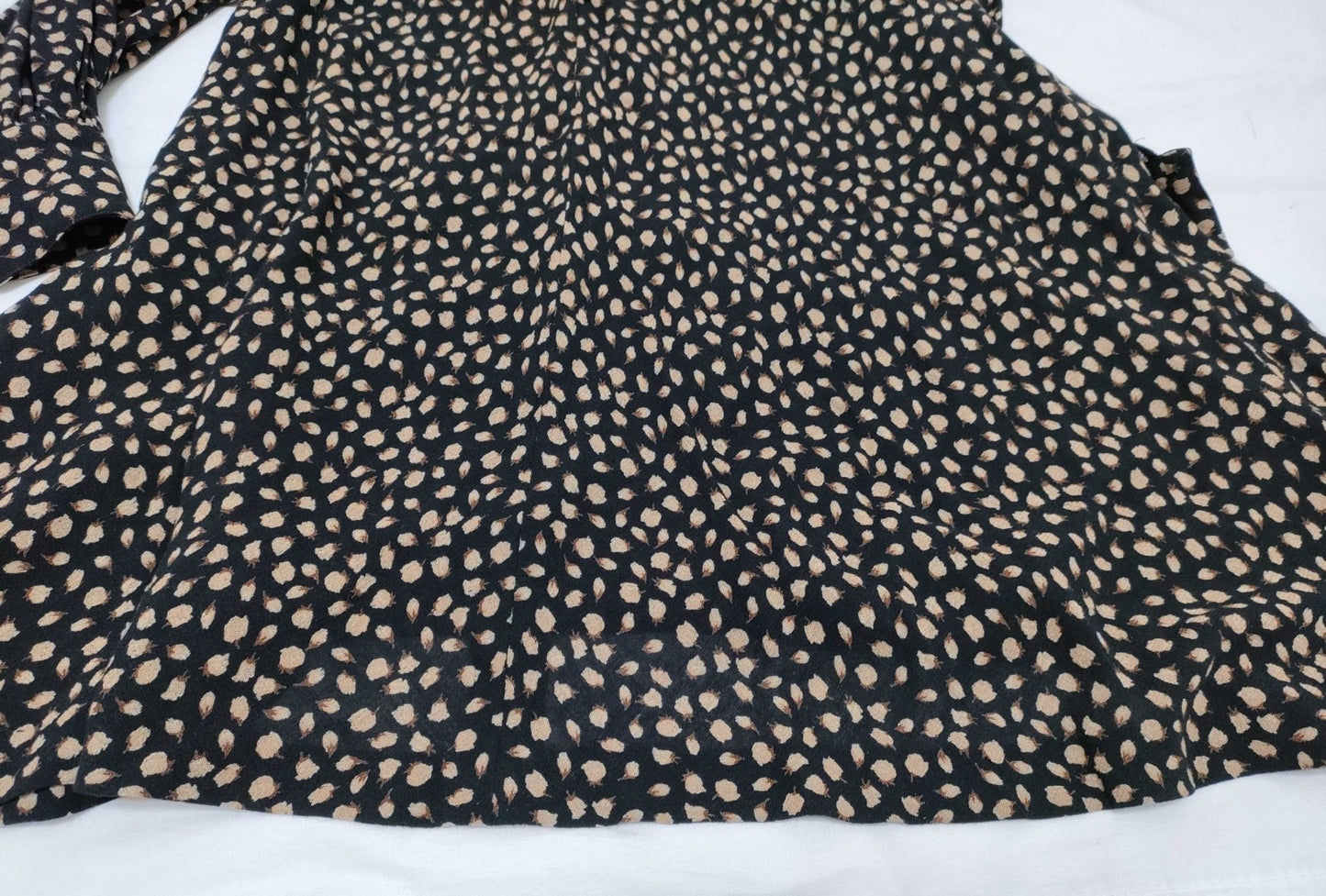 Chloé Black Patterned Dress Bow Tie Long Sleeve Women’s Size 42