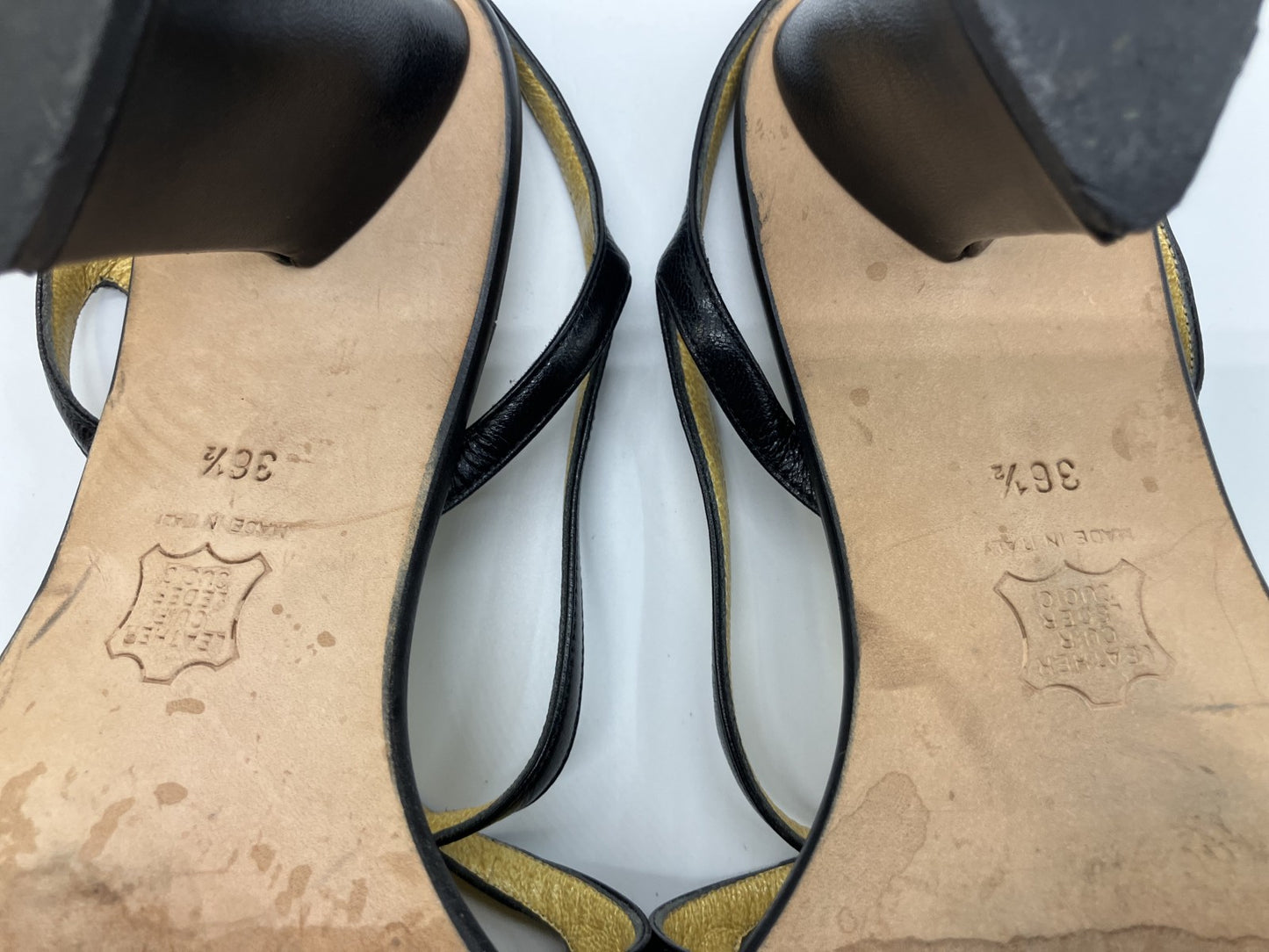 FENDI Sandals 36.5(US 6.25)(23.1cm)(9.09 inch) Heel approx. 8cm Black & Yellow with box