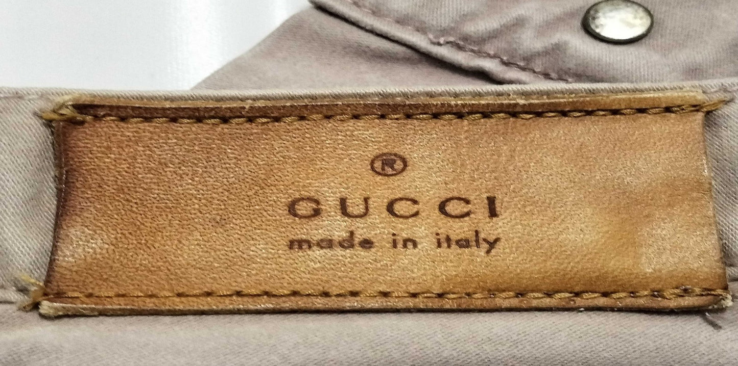 GUCCI Men’s Cotton Chino Pants Greige Size 46 Made in Italy