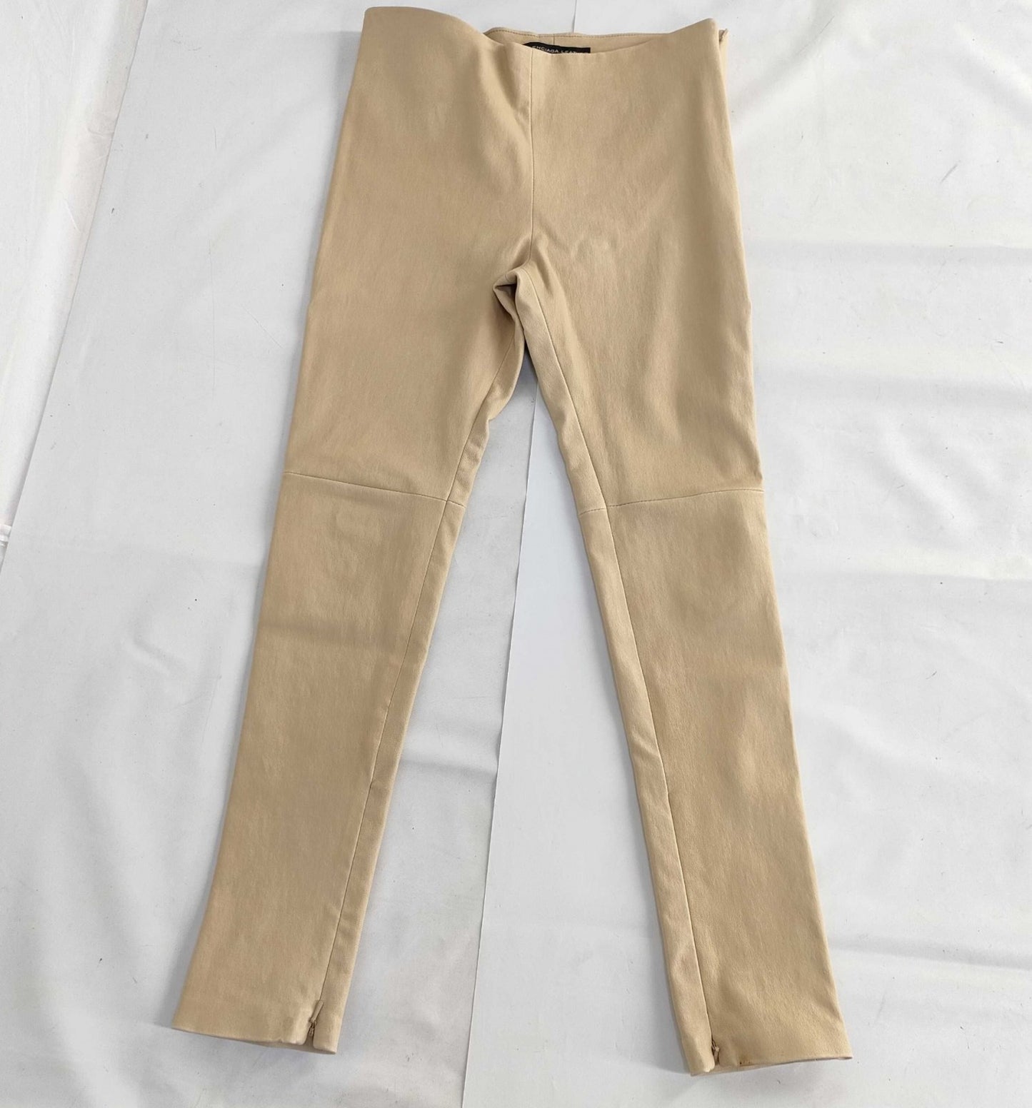 BALENCIAGA Lamb Leather Pants Beige Size 38 Genuine Leather Zip Hem