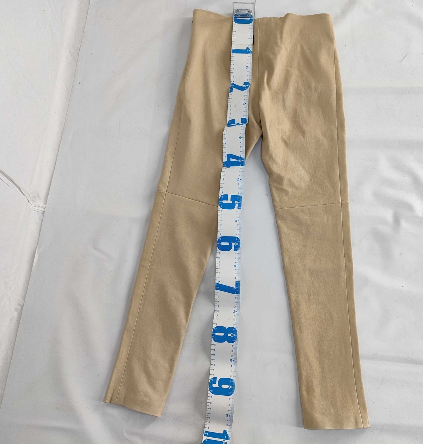 BALENCIAGA Lamb Leather Pants Beige Size 38 Genuine Leather Zip Hem
