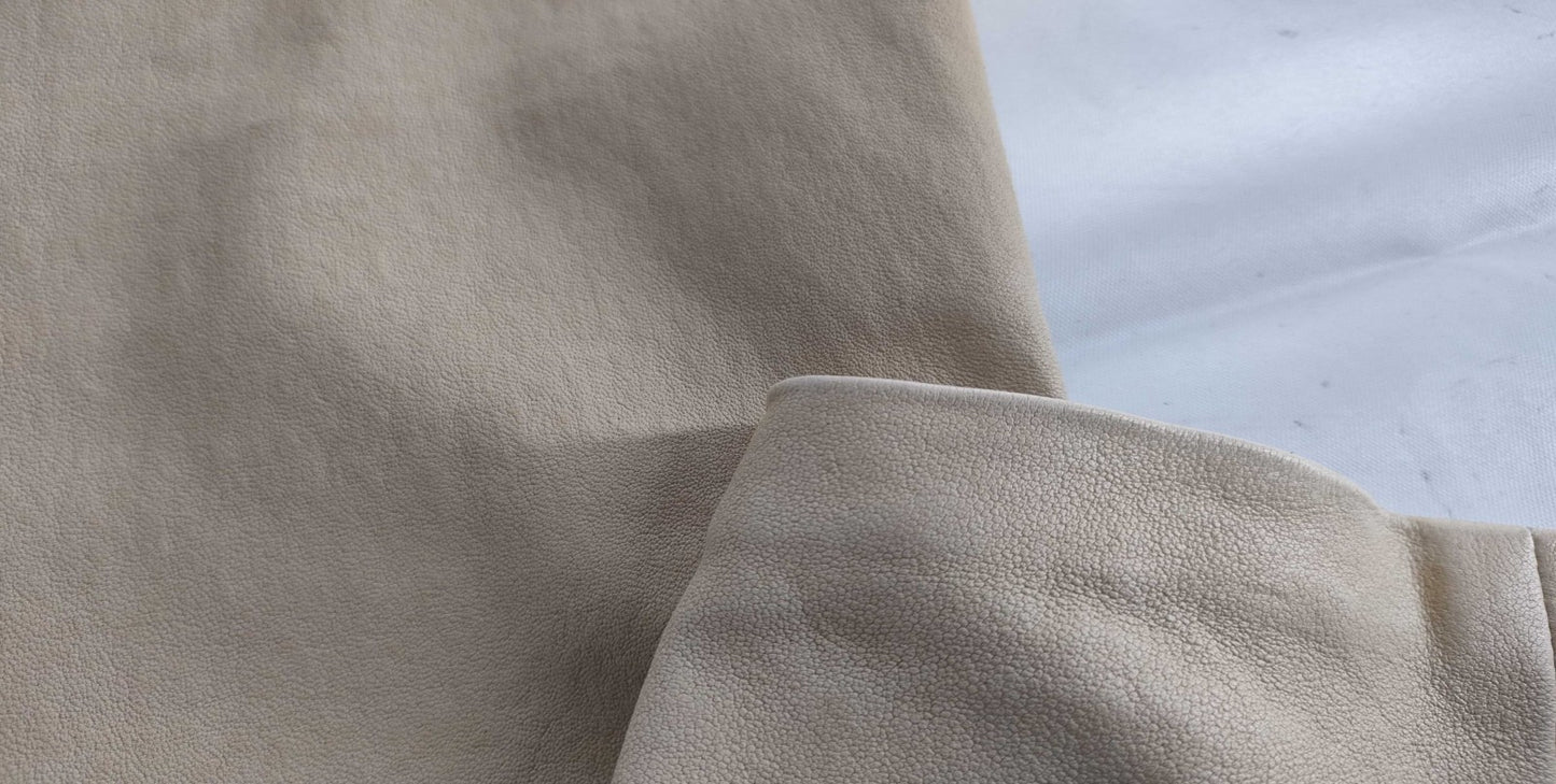 BALENCIAGA Lamb Leather Pants Beige Size 38 Genuine Leather Zip Hem